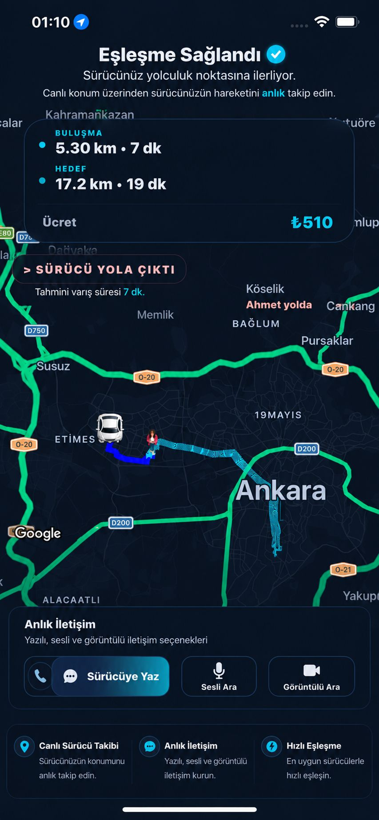 Leylek TAG yolcu ekranı — QR ile yolculuk bitirme